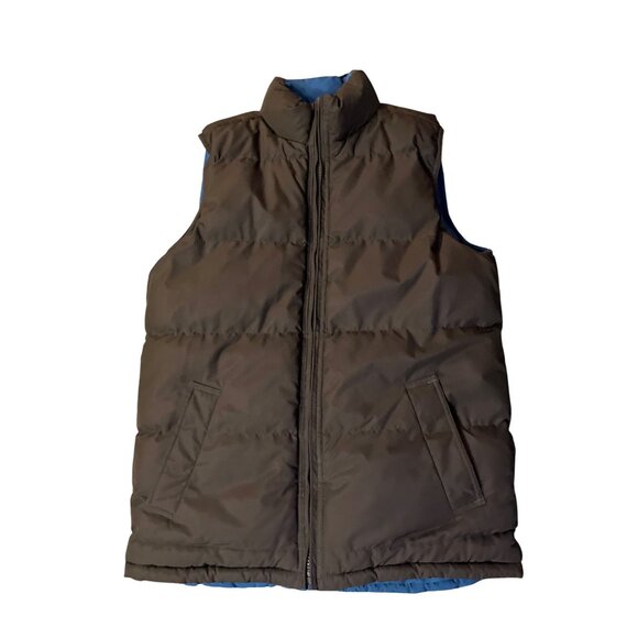 GapKids Puffer Vest Boys XXL Used Reversible Blue Brown - Picture 5 of 14
